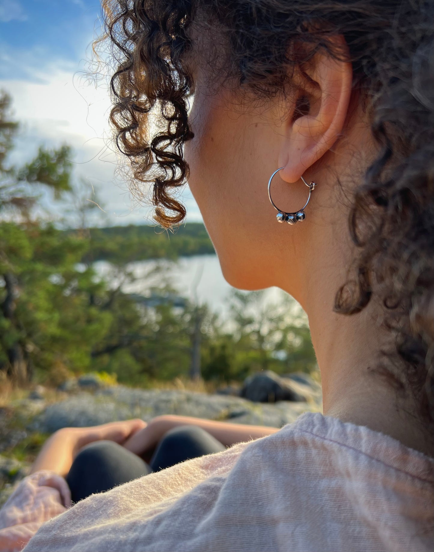 Small earrings in recycled sterling silver