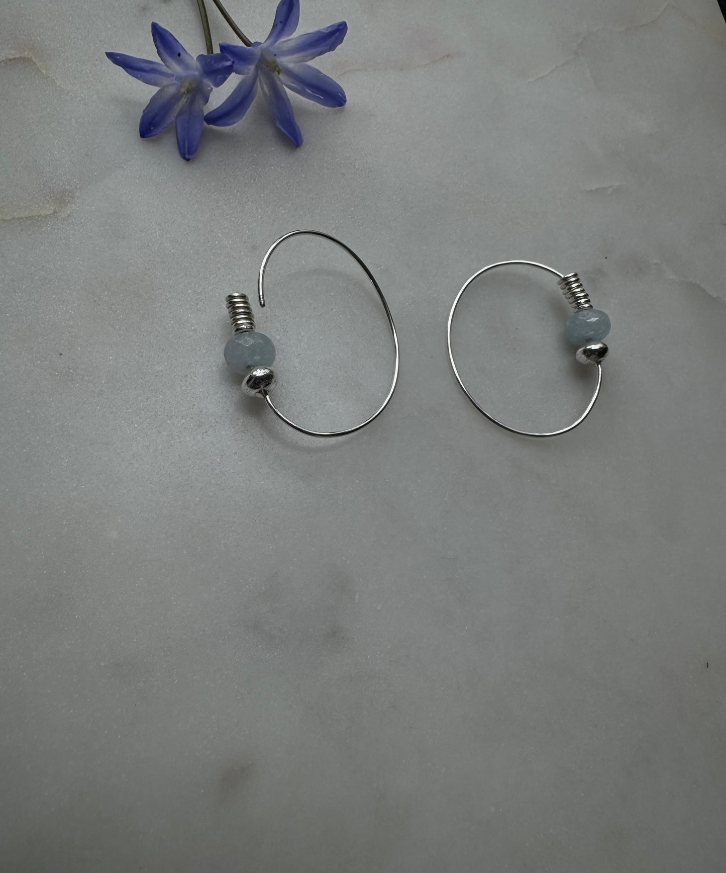 Silver earrings with aquamarine