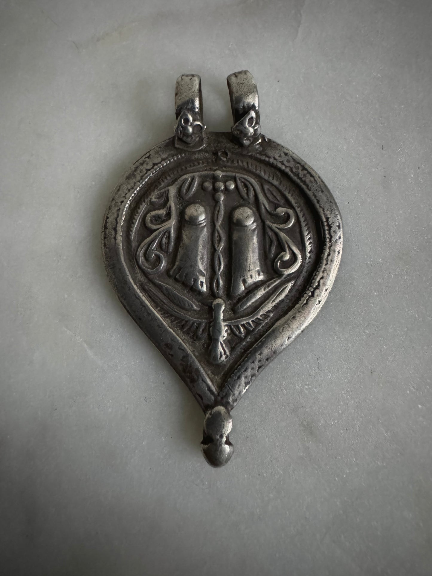 Feet of Lord Vishnu, antique silver amulet from rajasthan