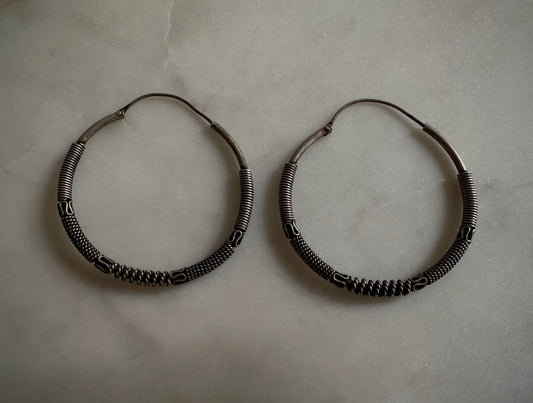 Vintage silver earrings from Rajasthan, India