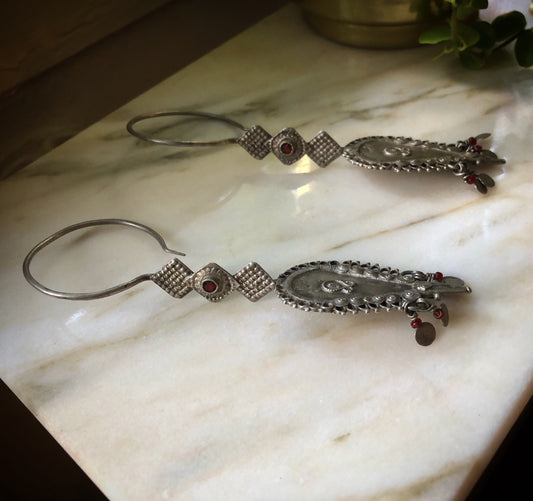 Old beautiful TRIBAL high grade silver earrings from Pakistan