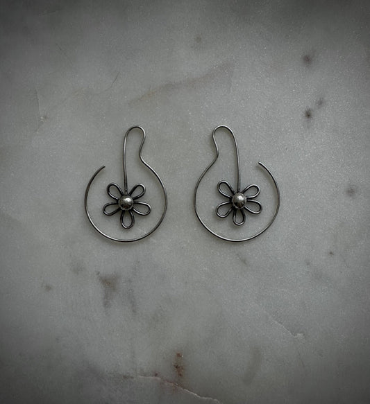 Handmade sterling silver flower earrings