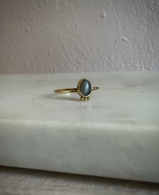18k solid fairtrade gold ring with moonstone