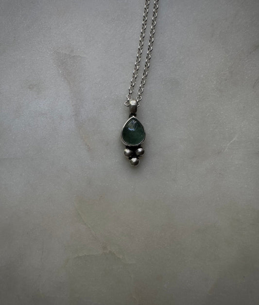 Blue tourmaline sterling silver necklace