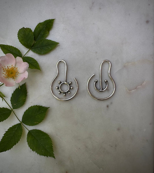 Sun and moon ear weights, earrings for streched ears